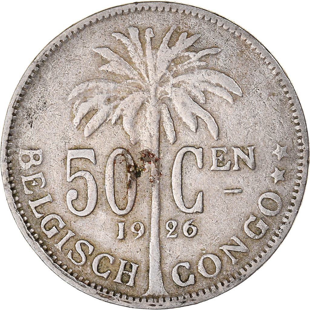 Moneta, Congo belga, 50 Centimes, 1926, MB, Rame-nichel, KM:23