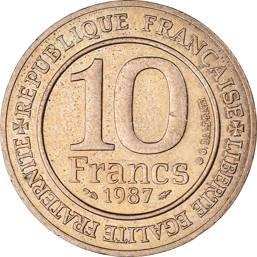 Moneta, Francia, 10 Francs, 1987, BB+, Nichel-bronzo, KM:961d, Gadoury:820