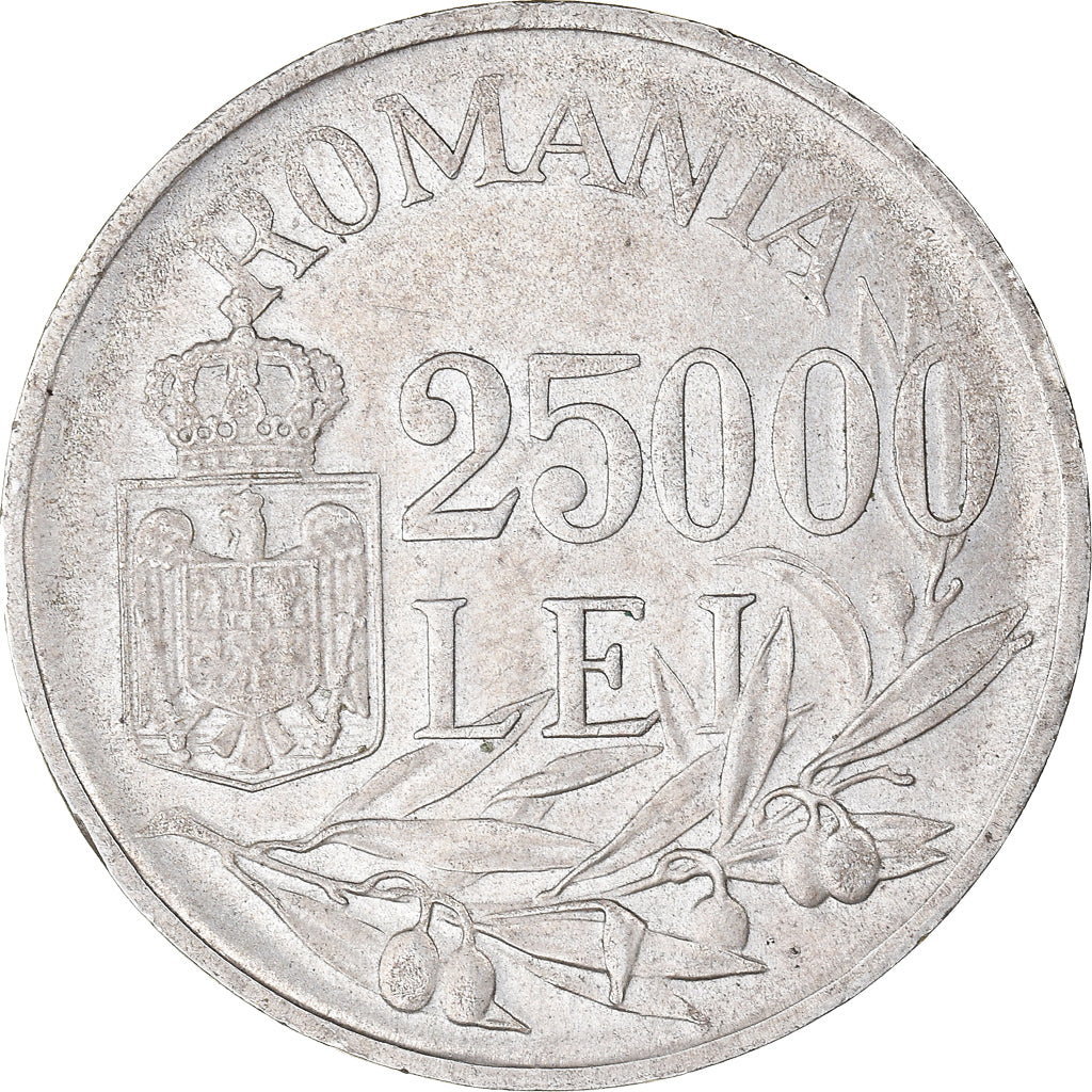 Coin, Romania, Mihai I, 25000 Lei, 1946, EF(40-45), Silver, KM:70