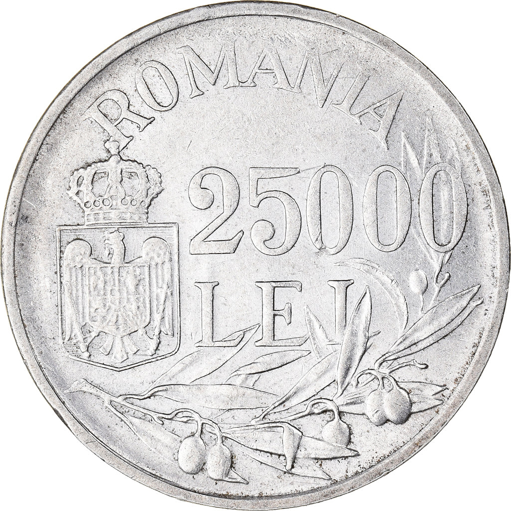 Moneda, Rumanía, Mihai I, 25000 Lei, 1946, EBC, Plata, KM:70
