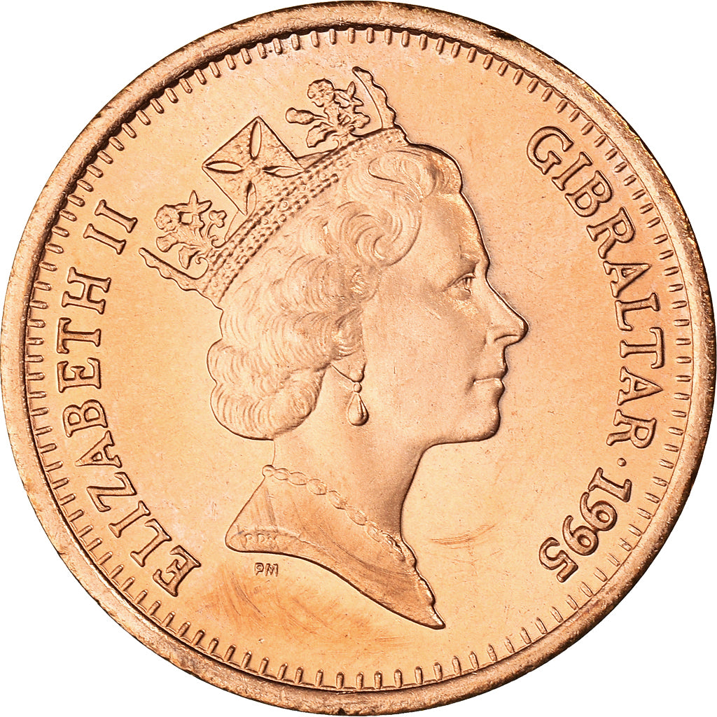 Coin, Gibraltar, Elizabeth II, 2 Pence, 1995, MS(63), Copper Plated Steel