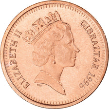 Coin, Gibraltar, Elizabeth II, Penny, 1996, AU(50-53), Copper Plated Steel