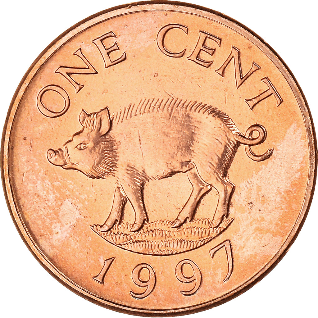 Coin, Bermuda, Elizabeth II, Cent, 1997, AU(50-53), Copper Plated Zinc, KM:44b