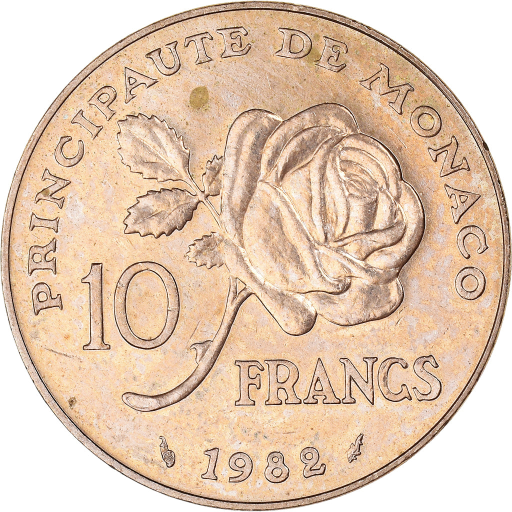Coin, Monaco, Rainier III, 10 Francs, 1982, EF(40-45), Copper-Nickel-Aluminum