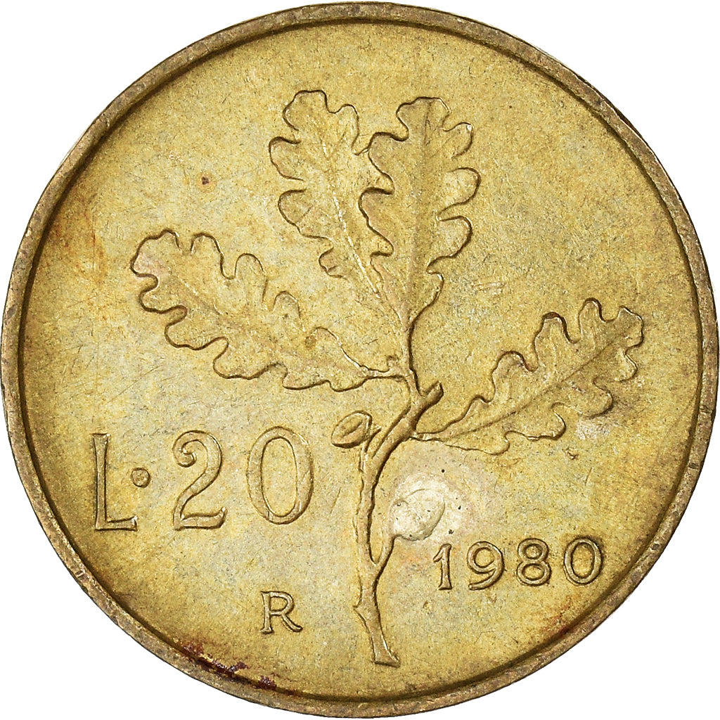 Münze, Italien, 20 Lire, 1980, Rome, S, Aluminum-Bronze, KM:97.2
