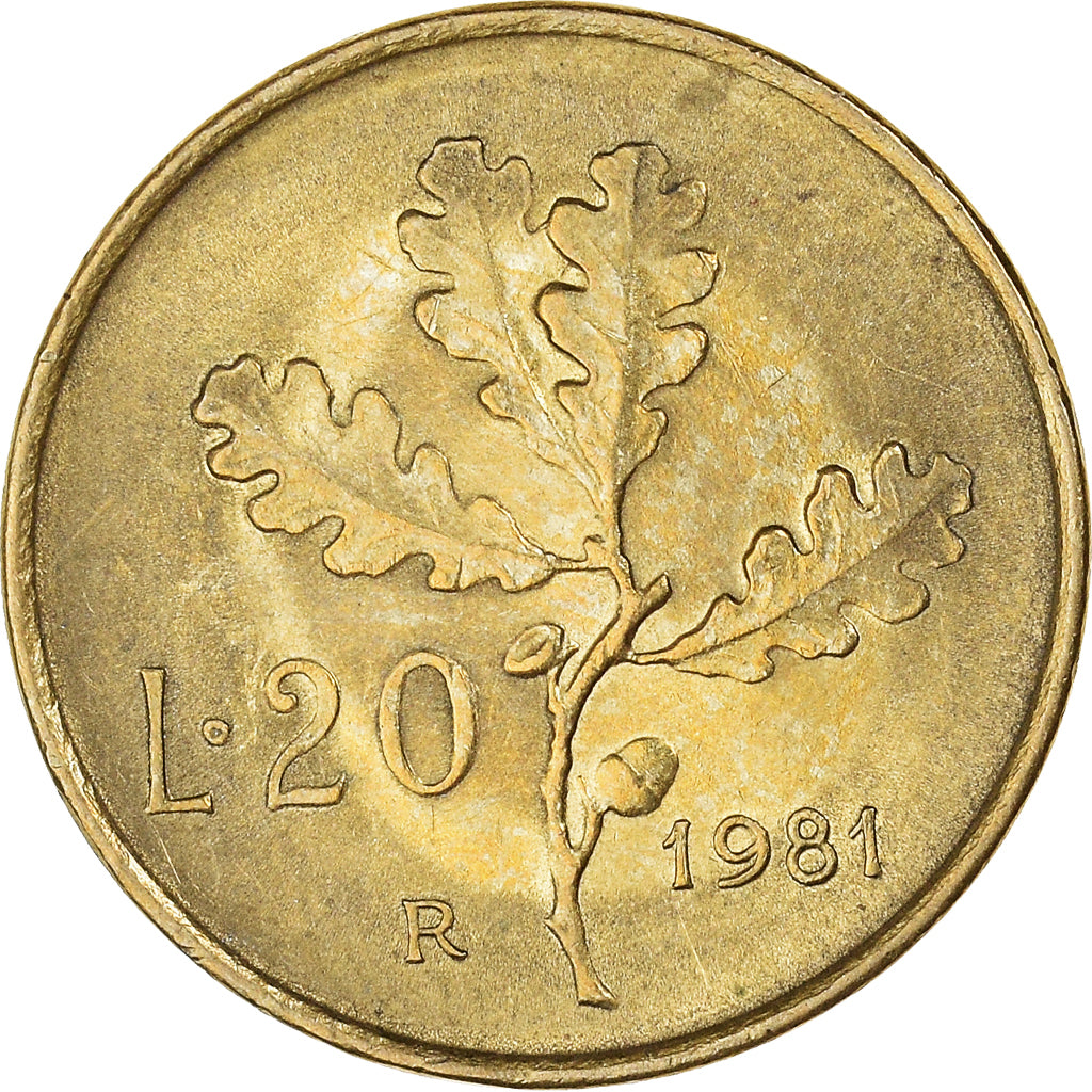 Munten, Italië, 20 Lire, 1981, Rome, FR, Aluminum-Bronze, KM:97.2