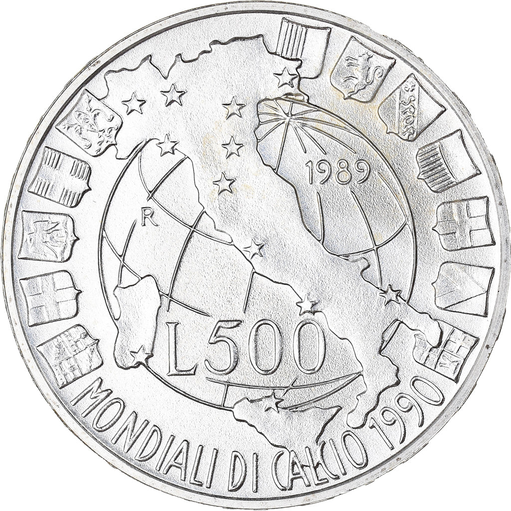 Coin, Italy, 500 Lire, 1989, Rome, FDC, MS(65-70), Silver, KM:134