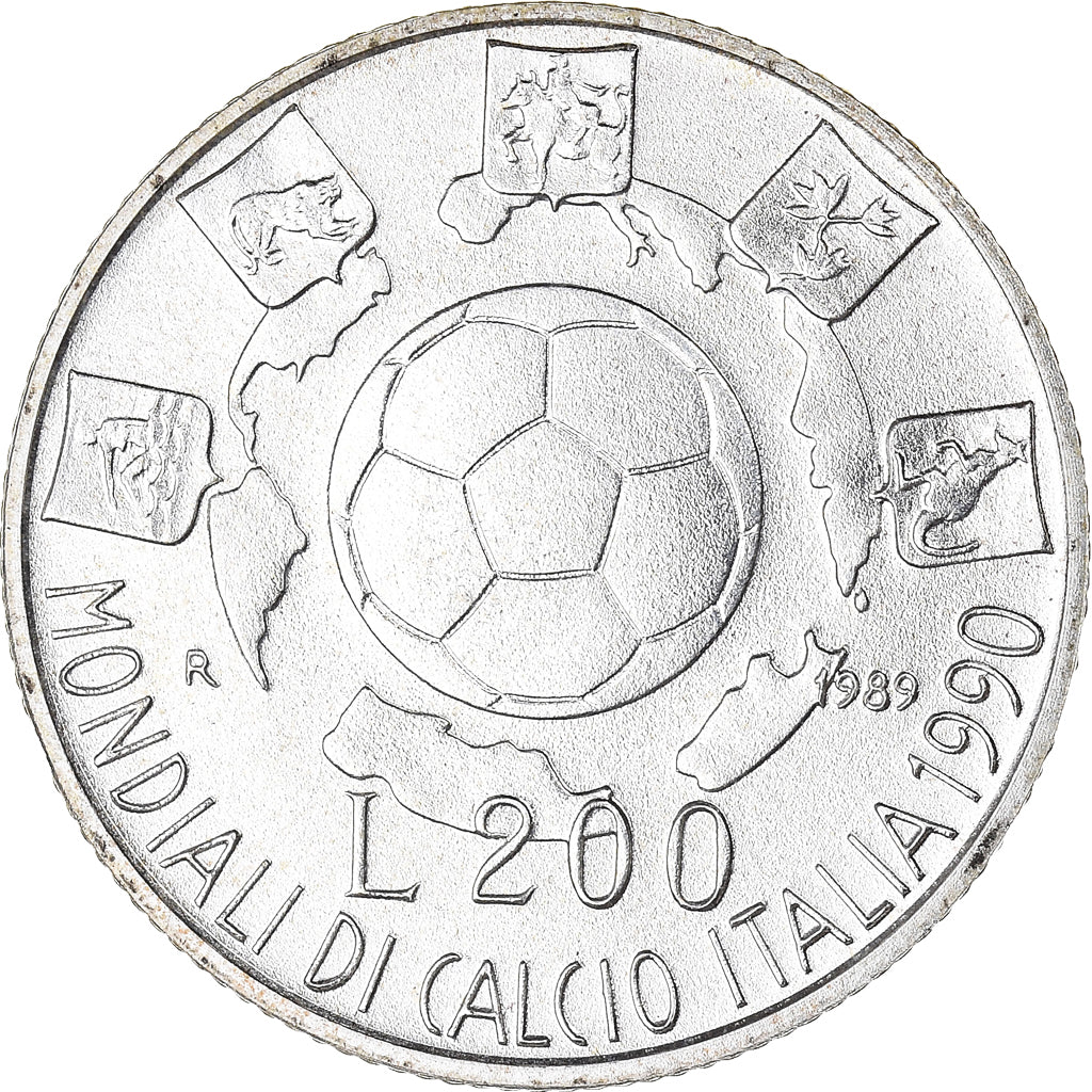 Coin, Italy, 200 Lire, 1989, Rome, FDC, MS(65-70), Silver, KM:133