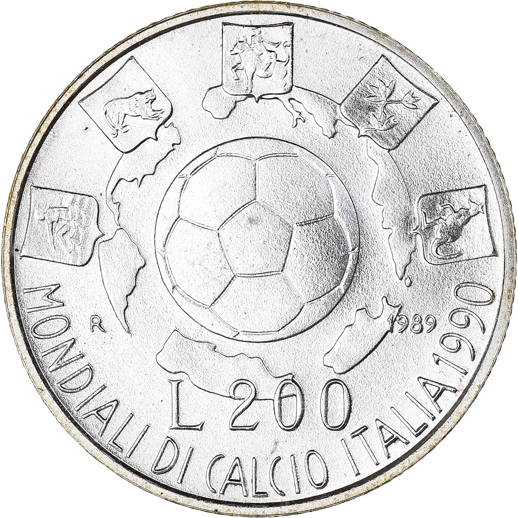 Coin, Italy, 200 Lire, 1989, Rome, FDC, MS(65-70), Silver, KM:133