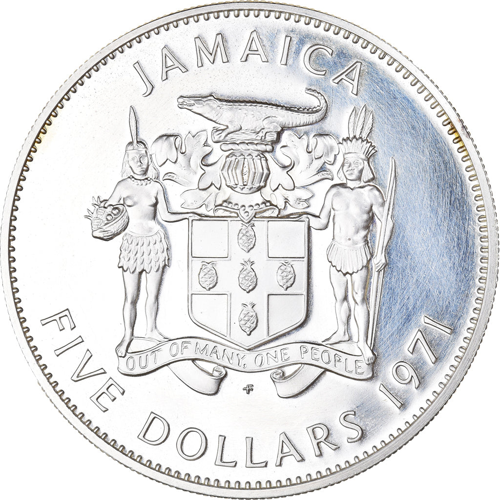 Coin, Jamaica, Elizabeth II, 5 Dollars, 1971, Franklin Mint, USA, BE, MS(65-70)