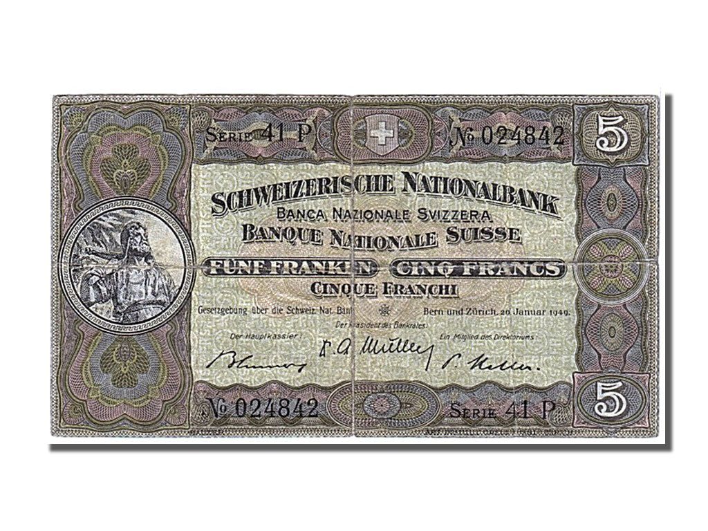 Banknote, Switzerland, 5 Franken, 1949, 1949-01-20, VF(30-35)