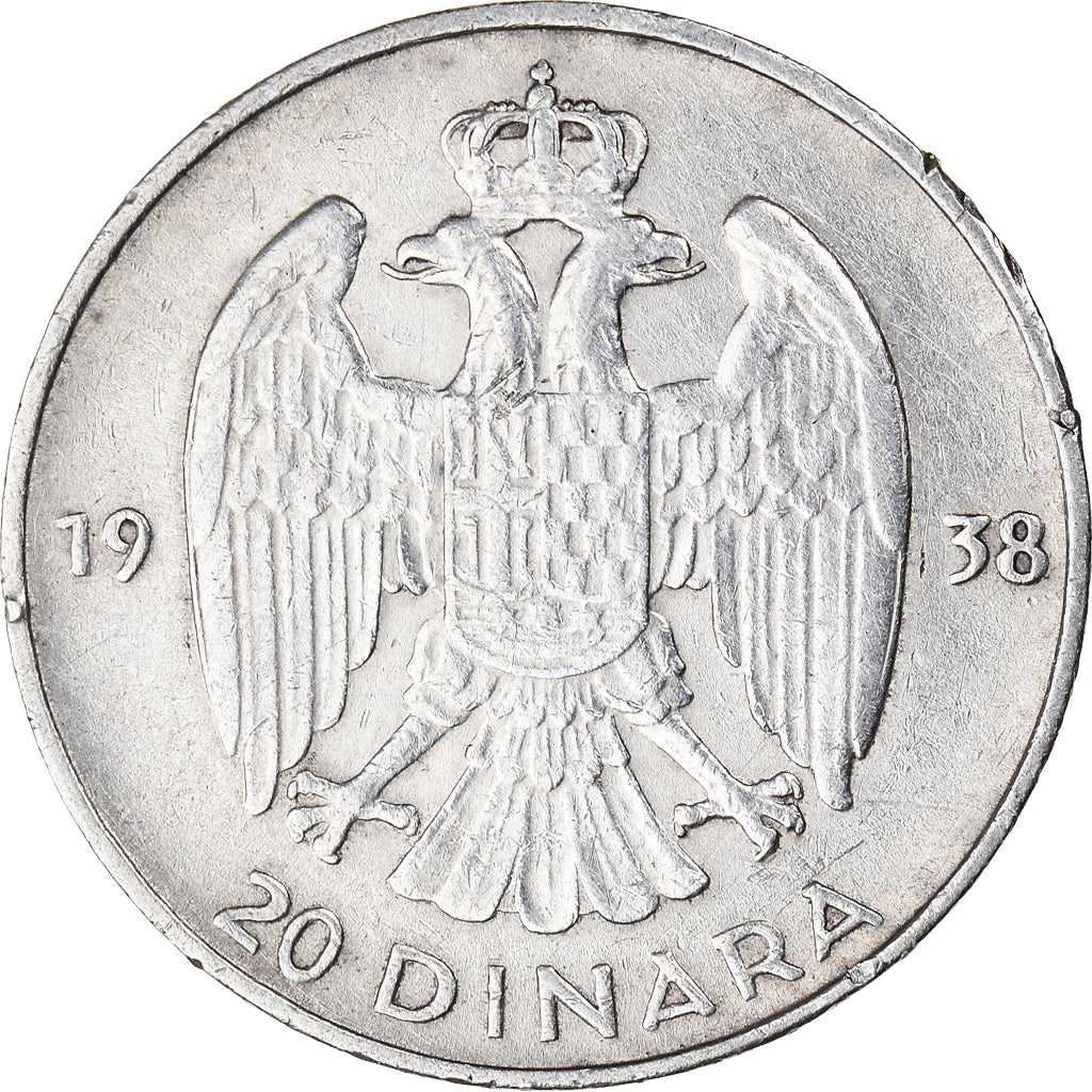 Coin, Yugoslavia, Petar II, 20 Dinara, 1938, EF(40-45), Silver, KM:23