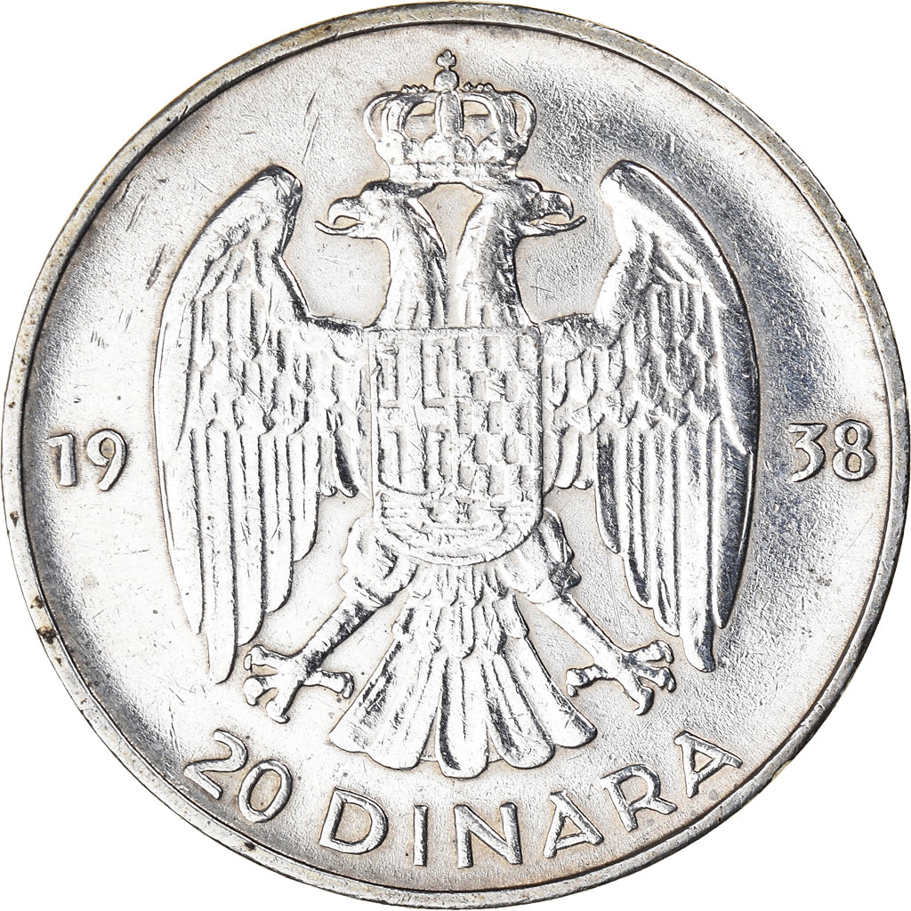 Coin, Yugoslavia, Petar II, 20 Dinara, 1938, EF(40-45), Silver, KM:23