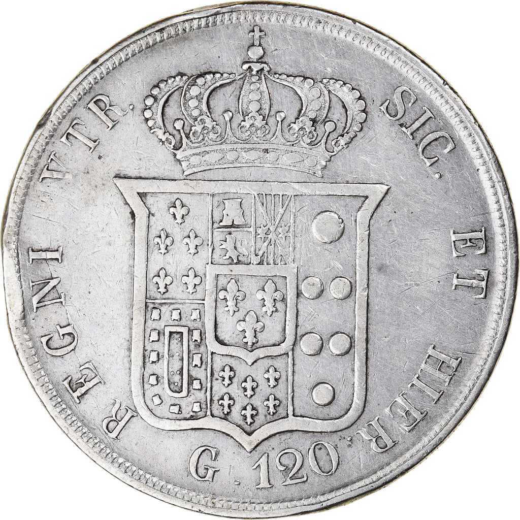 Monnaie, États italiens, NAPLES, Ferdinando II, 120 Grana, 1852, TTB, Argent