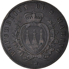 Coin, San Marino, 5 Centesimi, 1869, Rome, VF(30-35), Copper, KM:1