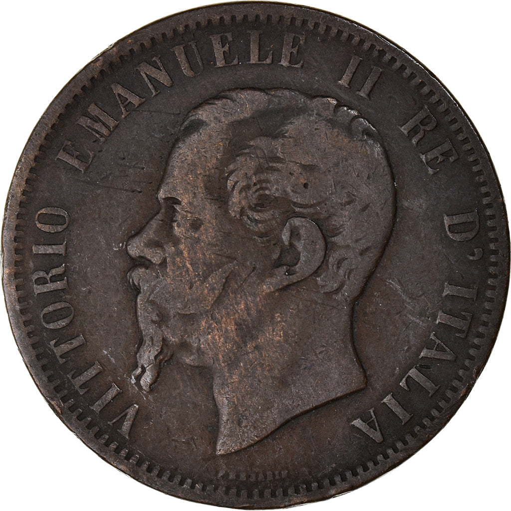 Coin, Italy, Vittorio Emanuele II, 10 Centesimi, 1862, Milan, VF(20-25), Copper