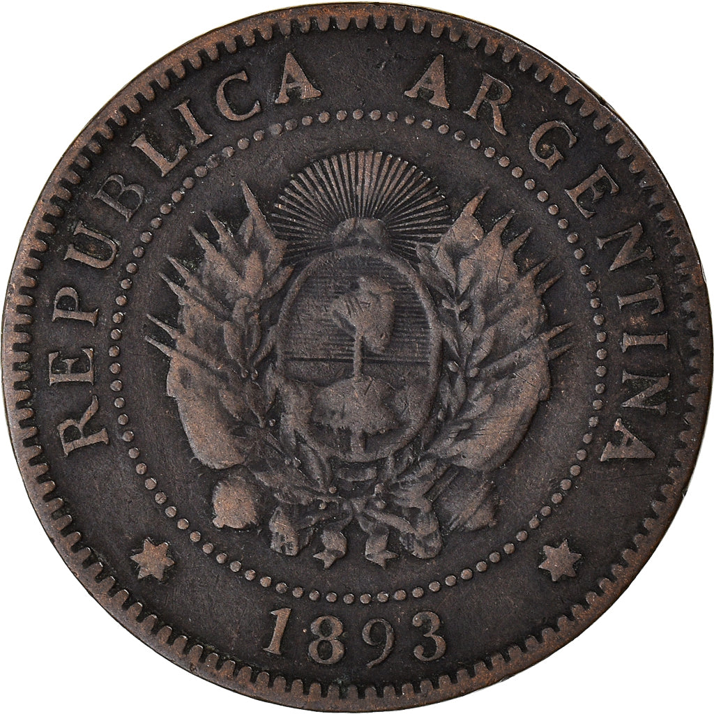 Coin, Argentina, Centavo, 1893, VF(30-35), Bronze, KM:32