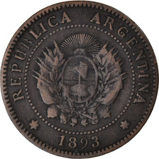 Coin, Argentina, Centavo, 1893, VF(30-35), Bronze, KM:32