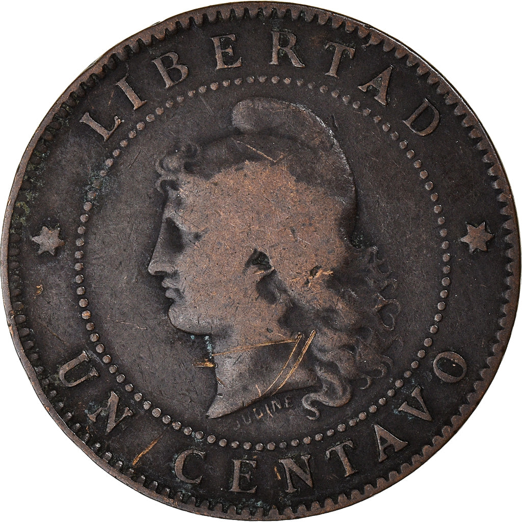 Coin, Argentina, Centavo, 1893, VF(30-35), Bronze, KM:32