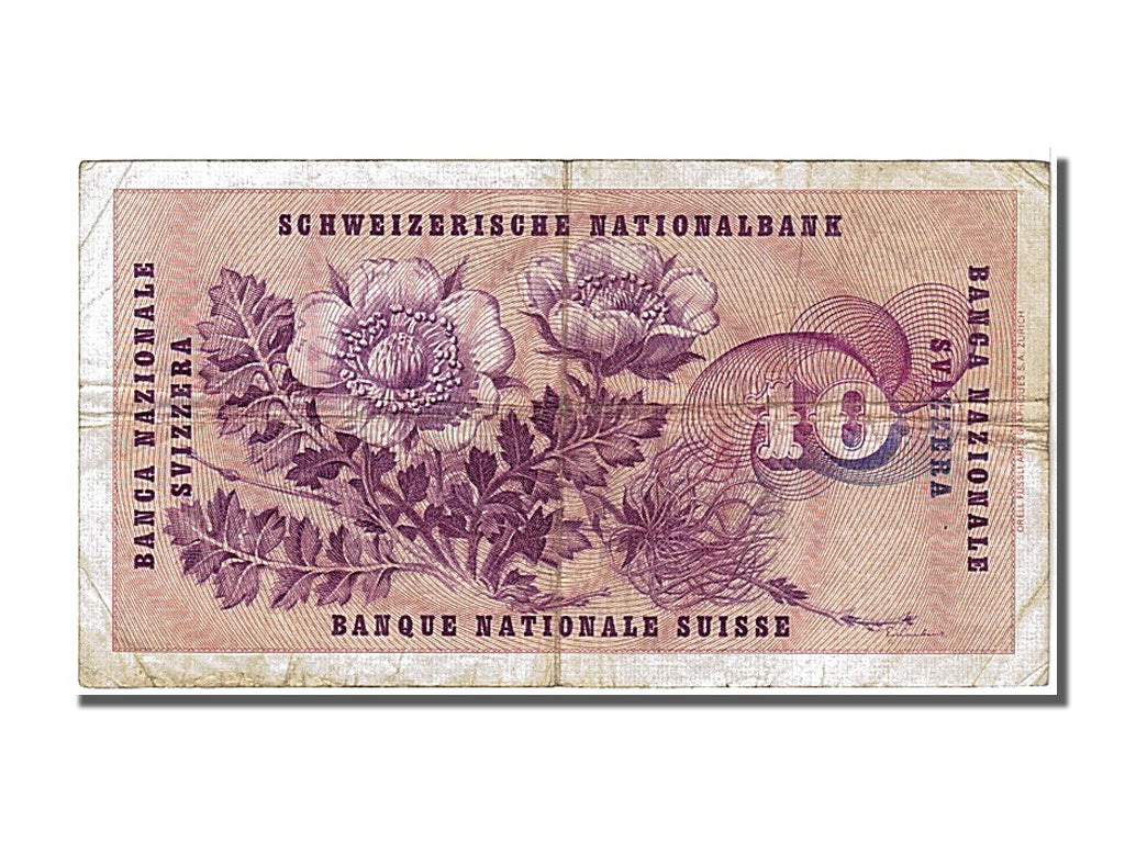Switzerland, 10 Franken, 1955, KM #45a, 1955-08-25, VF(30-35), 3G