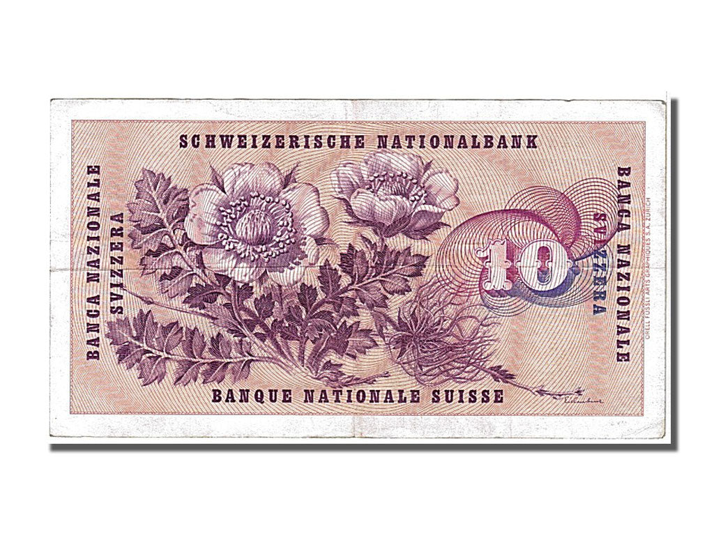 Switzerland, 10 Franken, 1956, KM #45c, 1956-11-29, EF(40-45), 9F