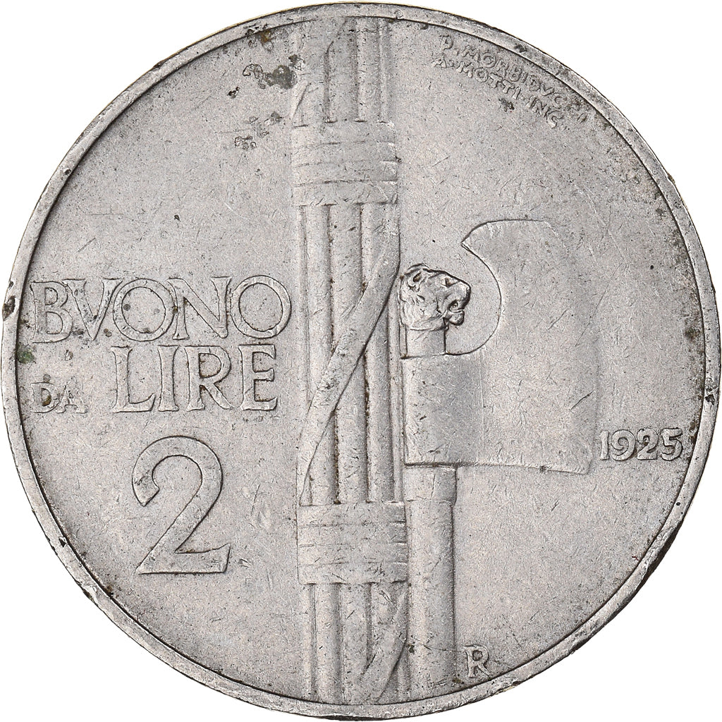 Moneta, Italia, Vittorio Emanuele III, 2 Lire, 1925, Rome, MB+, Nichel, KM:63