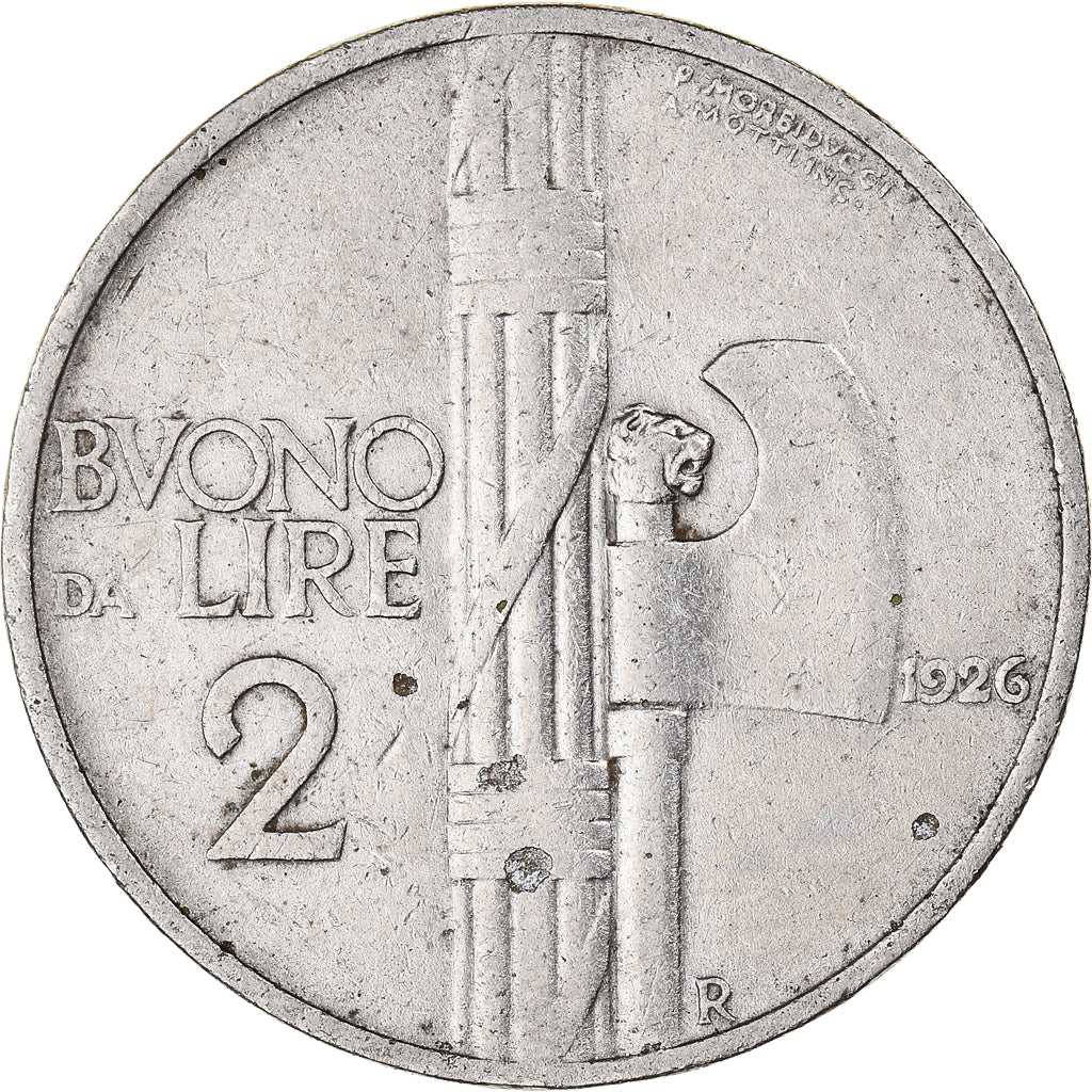 Coin, Italy, Vittorio Emanuele III, 2 Lire, 1926, Rome, VF(30-35), Nickel, KM:63
