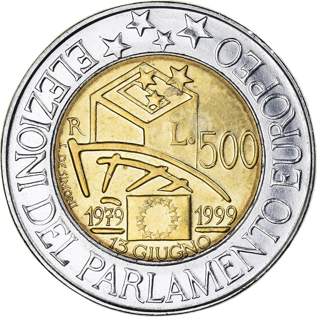 Coin, Italy, 500 Lire, 1999, Rome, EF(40-45), Bi-Metallic, KM:203