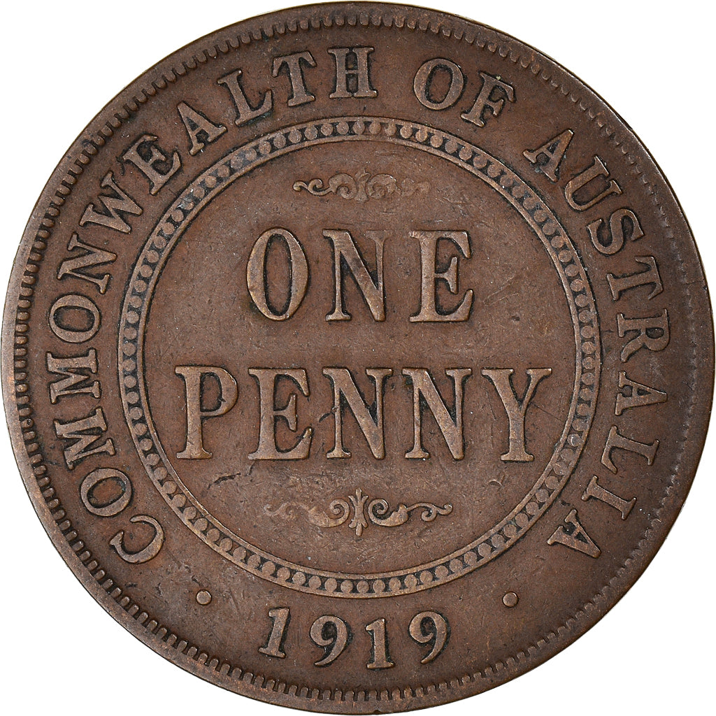 Coin, Australia, George V, Penny, 1919, VF(30-35), Bronze, KM:23