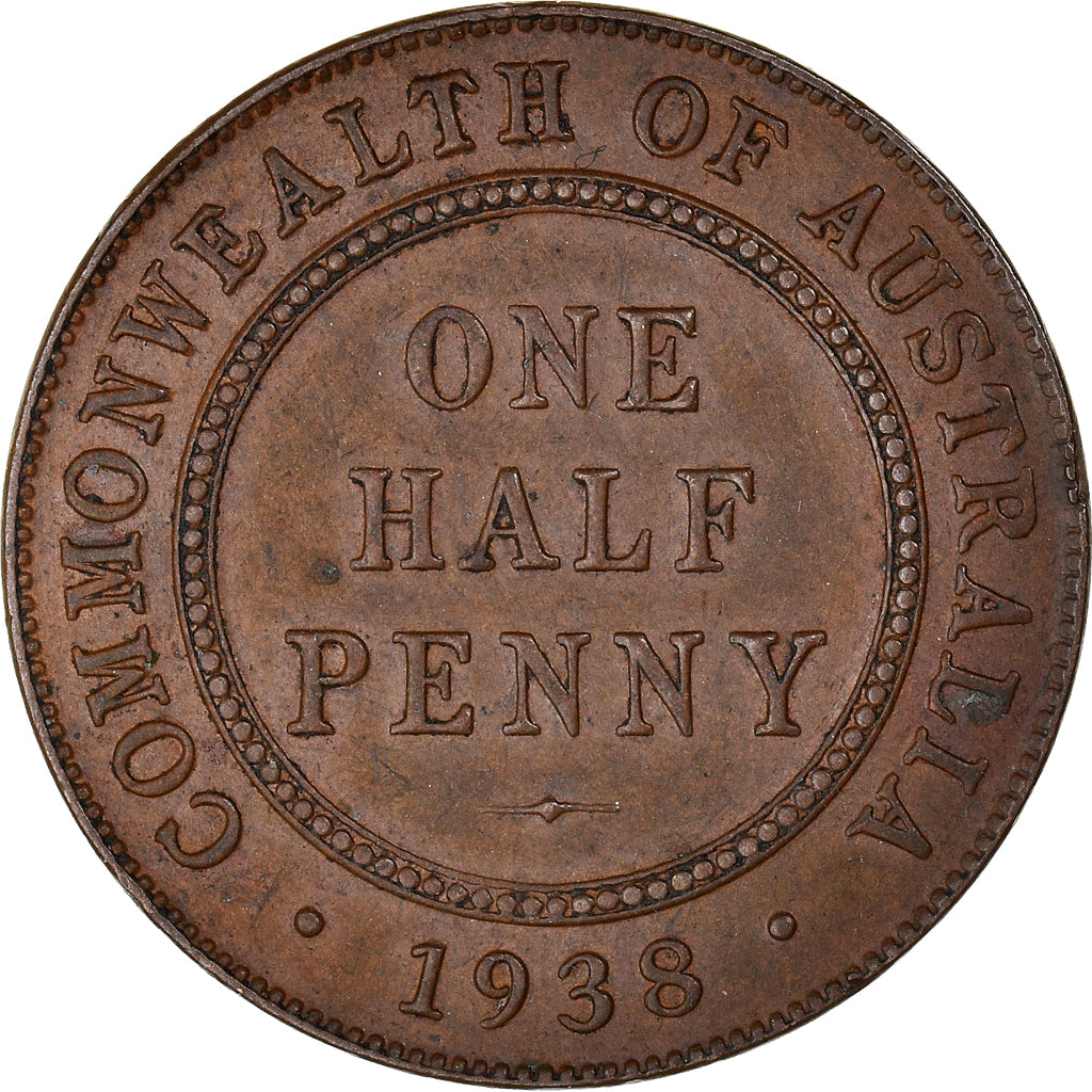 Coin, Australia, George VI, 1/2 Penny, 1938, Melbourne, EF(40-45), Bronze, KM:35