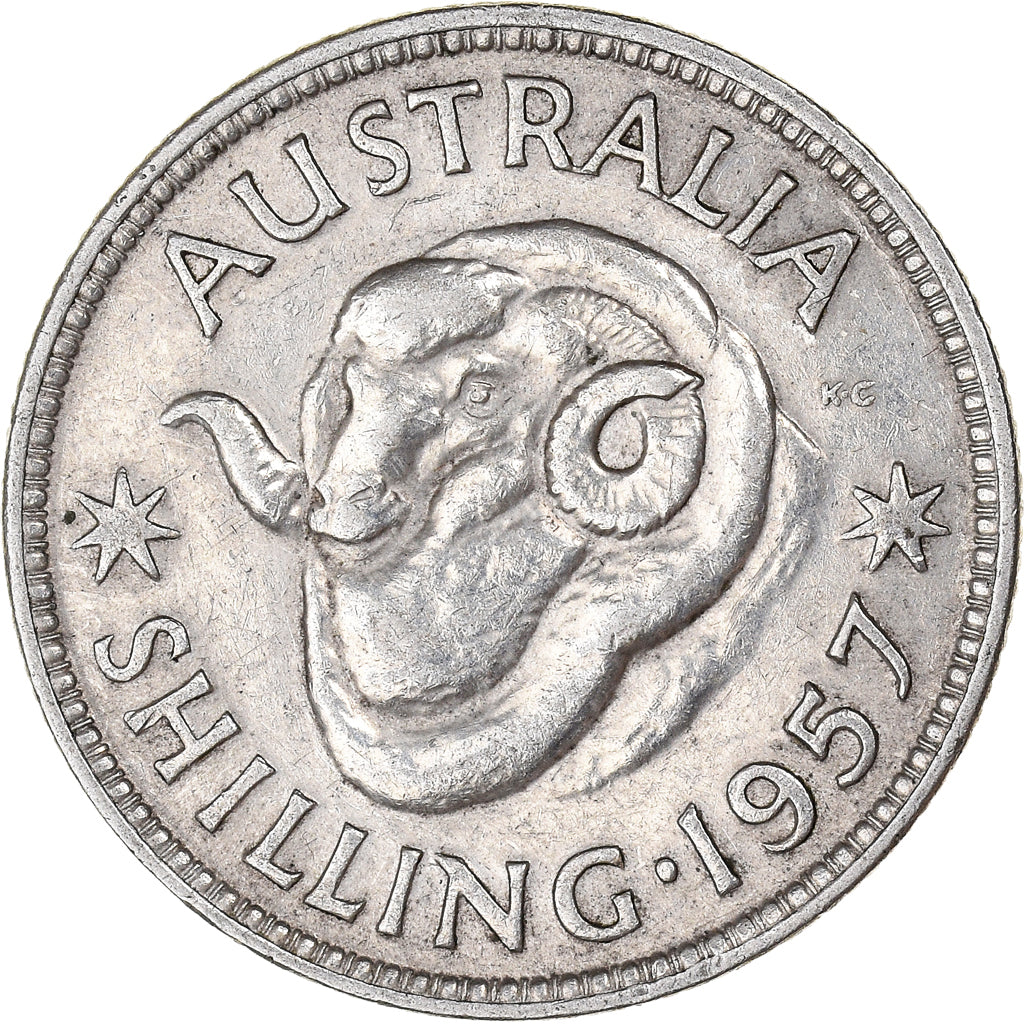 Moneta, Australia, Elizabeth II, Shilling, 1957, Melbourne, MB+, Argento, KM:59