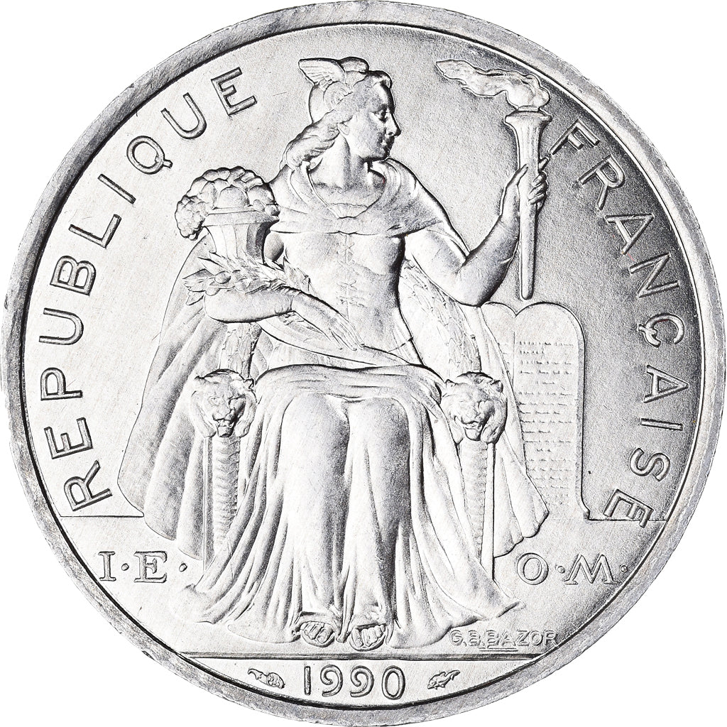 Munten, Nieuw -Caledonië, 5 Francs, 1990, Paris, UNC-, Aluminium, KM:16