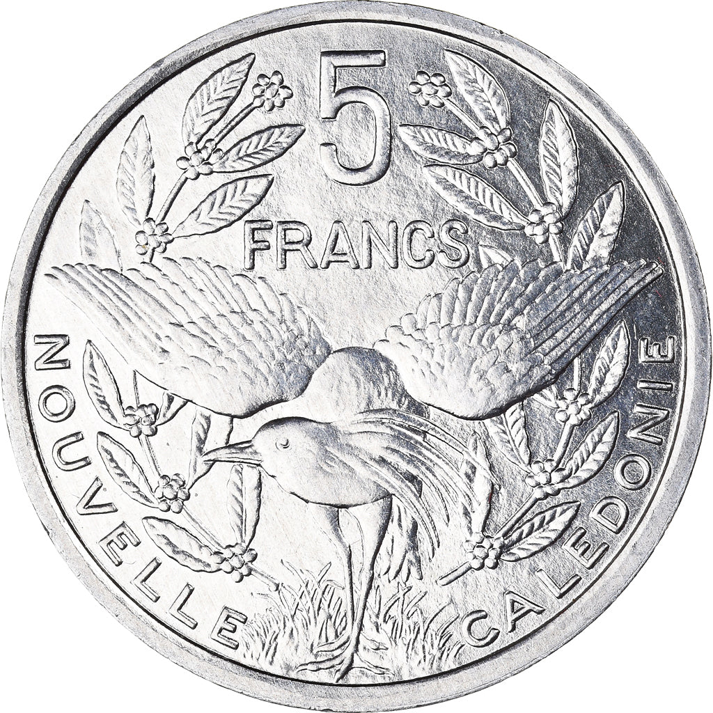 Munten, Nieuw -Caledonië, 5 Francs, 1990, Paris, UNC-, Aluminium, KM:16