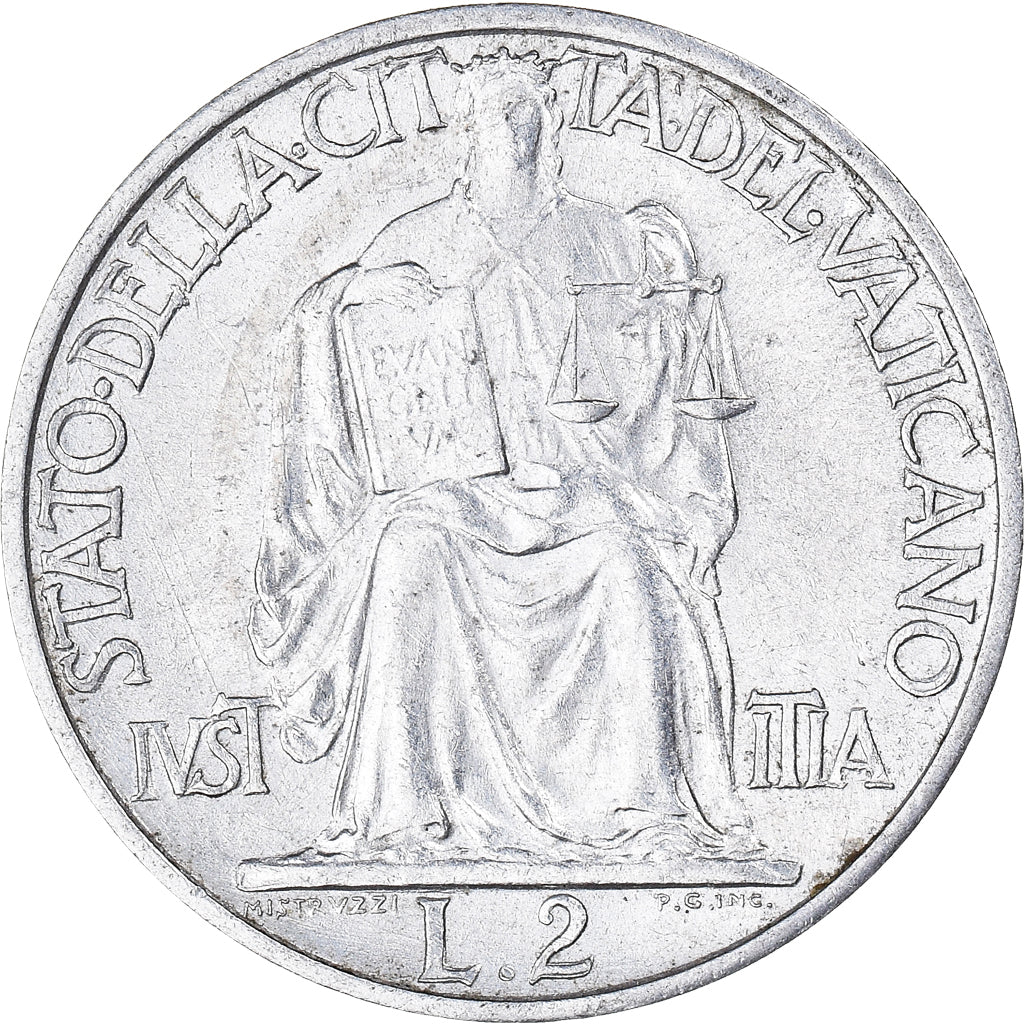 Coin, VATICAN CITY, Pius XII, 2 Lire, 1949, MS(65-70), Aluminum, KM:41
