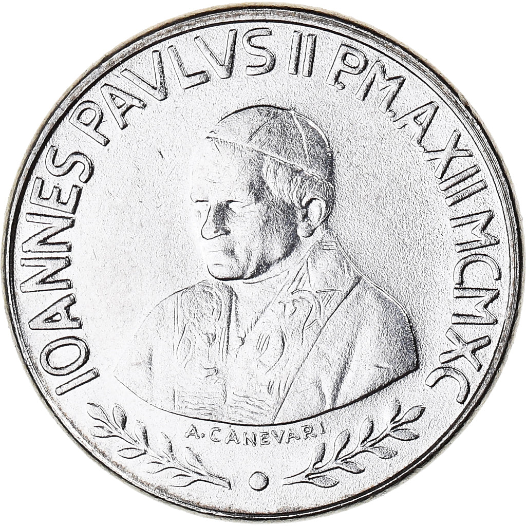 Coin, VATICAN CITY, John Paul II, 100 Lire, 1990, MS(65-70), Stainless Steel