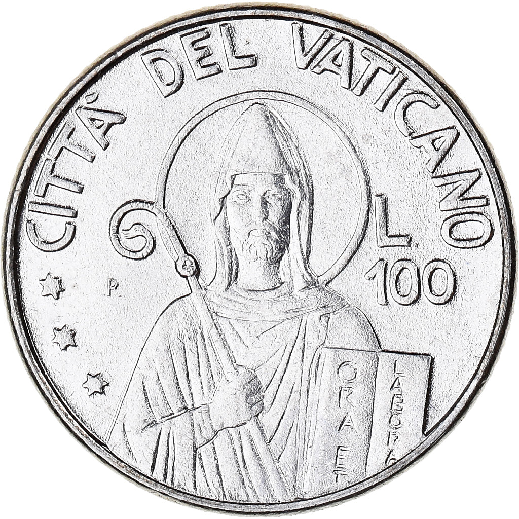 Coin, VATICAN CITY, John Paul II, 100 Lire, 1990, MS(65-70), Stainless Steel