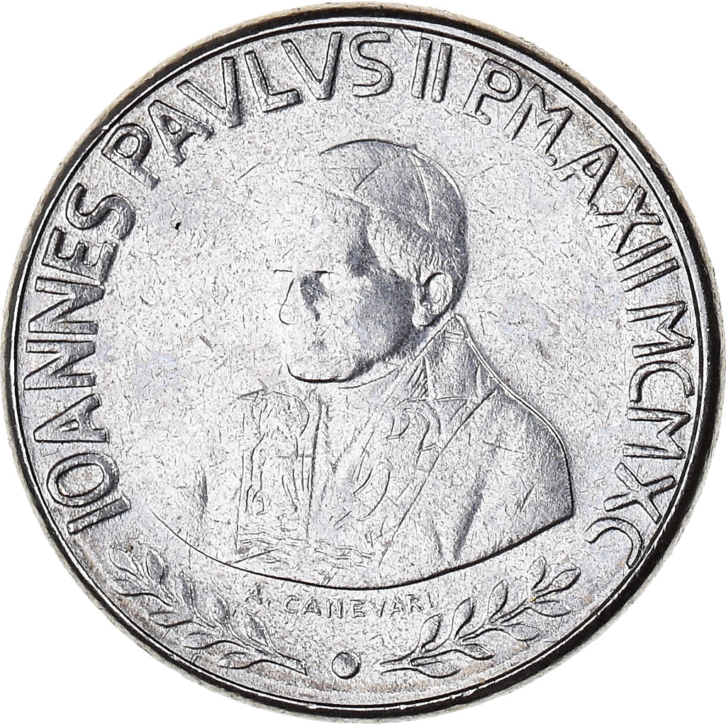 Coin, VATICAN CITY, John Paul II, 50 Lire, 1990, MS(65-70), Stainless Steel