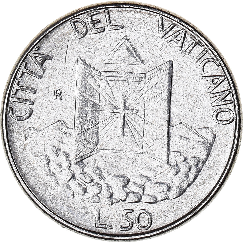 Coin, VATICAN CITY, John Paul II, 50 Lire, 1990, MS(65-70), Stainless Steel