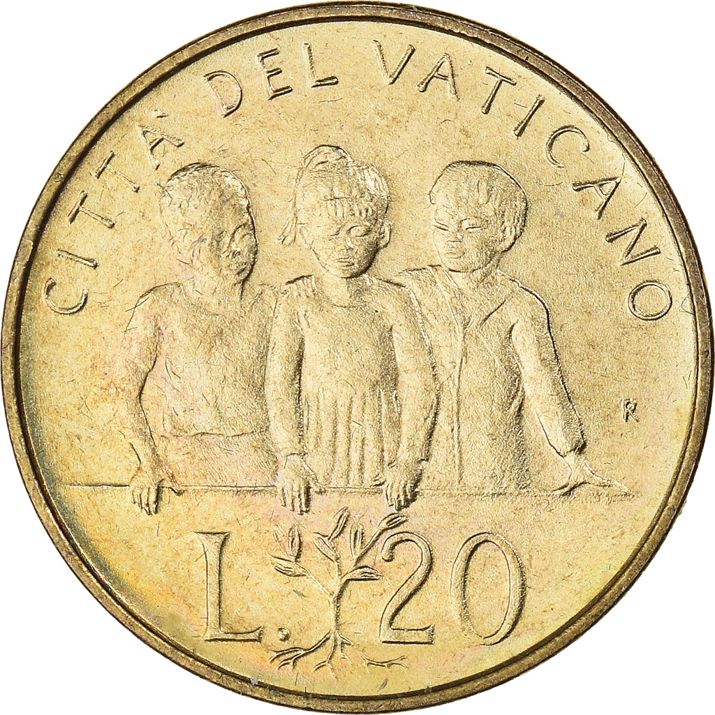 Coin, VATICAN CITY, John Paul II, 20 Lire, 1992, MS(65-70), Aluminum-Bronze