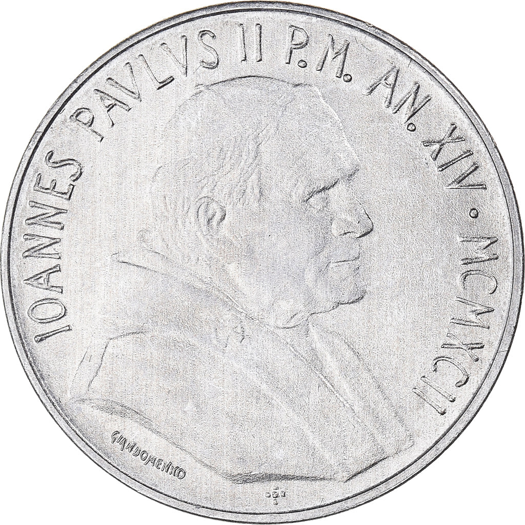 Coin, VATICAN CITY, John Paul II, 10 Lire, 1992, MS(65-70), Aluminum, KM:236