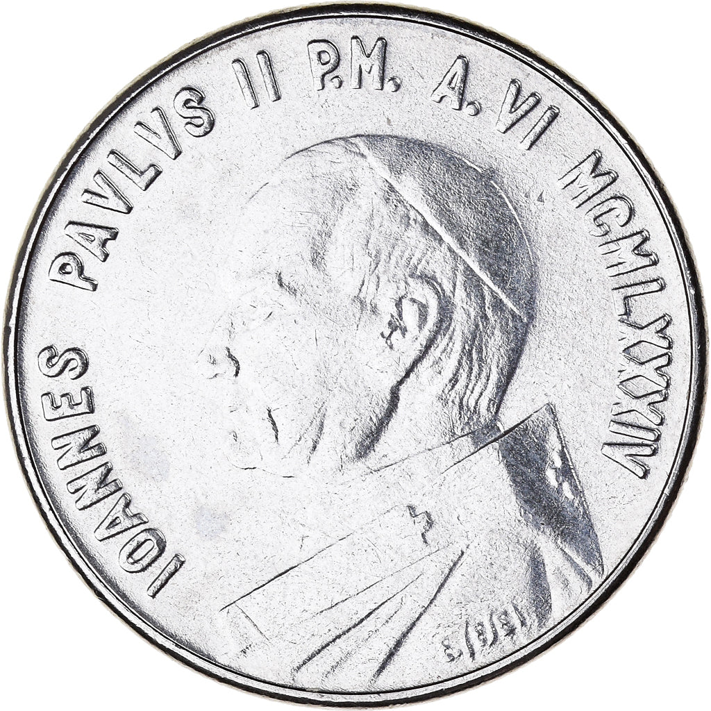 Coin, VATICAN CITY, John Paul II, 50 Lire, 1984, Roma, EF(40-45), Stainless