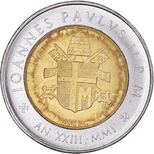 Coin, VATICAN CITY, John Paul II, 500 Lire, 2001, Rome, MS(65-70), Bi-Metallic