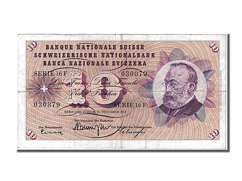 Banknote, Switzerland, 10 Franken, 1959, 1959-12-23, EF(40-45)