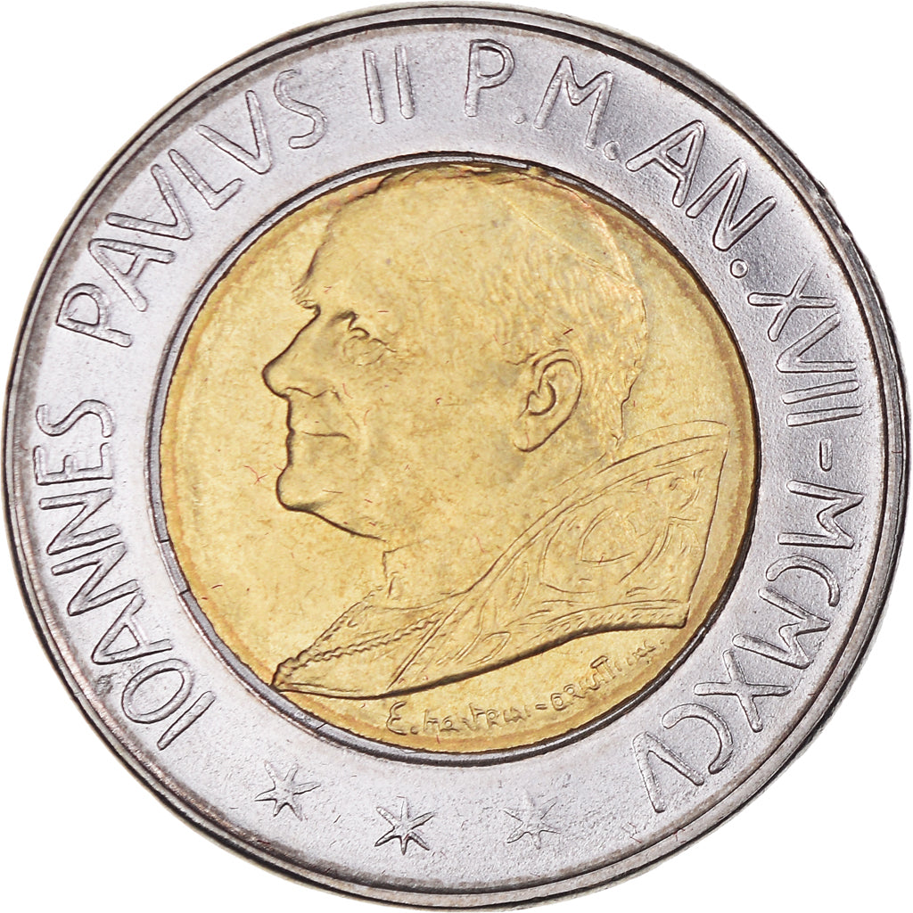 Coin, VATICAN CITY, John Paul II, 500 Lire, 1995, Roma, MS(65-70), Bi-Metallic