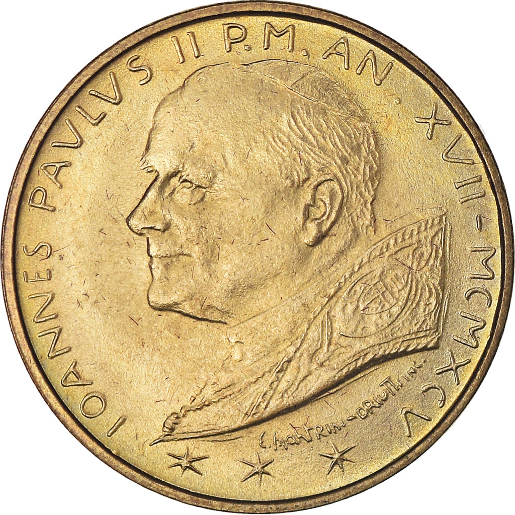 Coin, VATICAN CITY, John Paul II, 20 Lire, 1995, Euthanasia., MS(65-70)