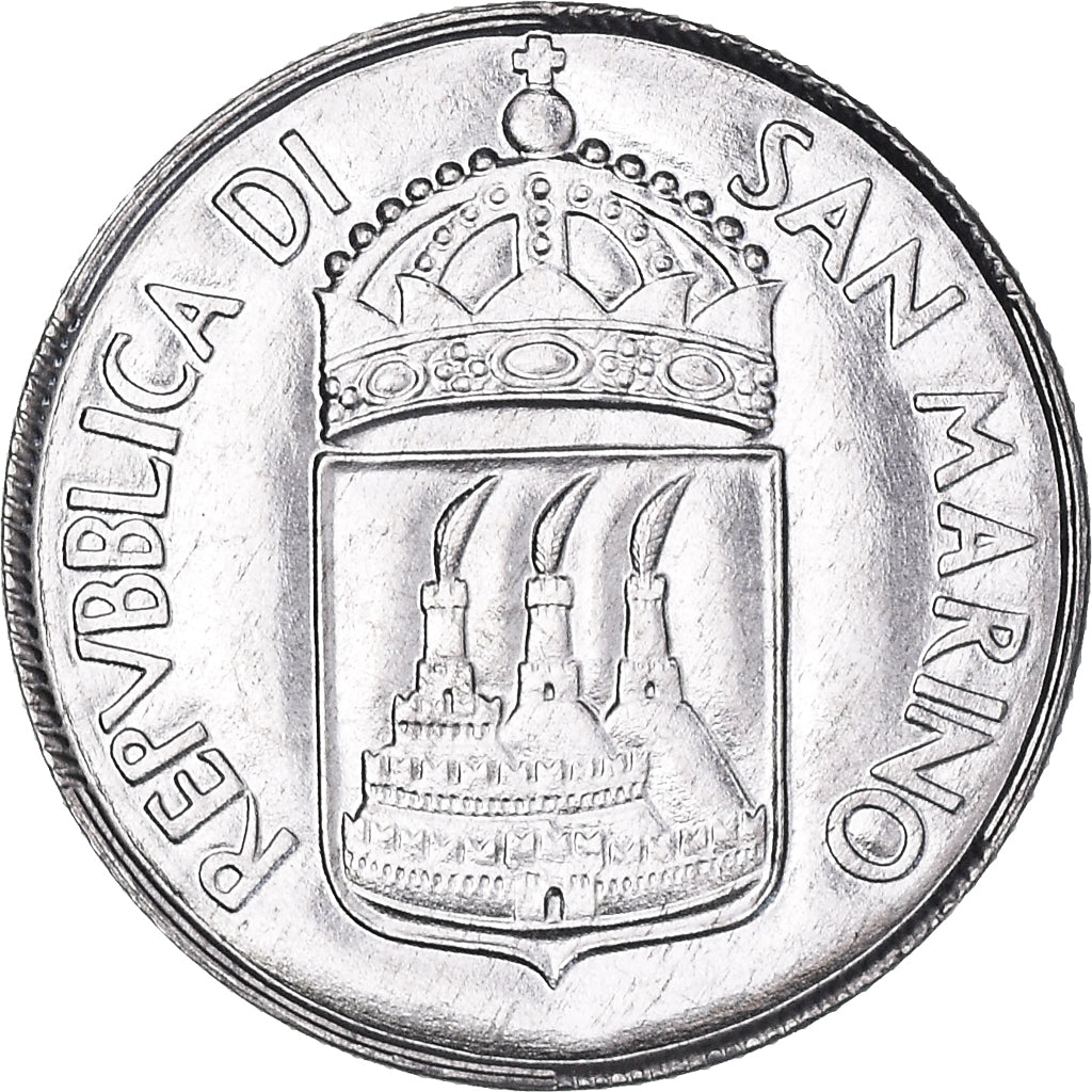 Coin, San Marino, 2 Lire, 1973, MS(63), Aluminum, KM:23