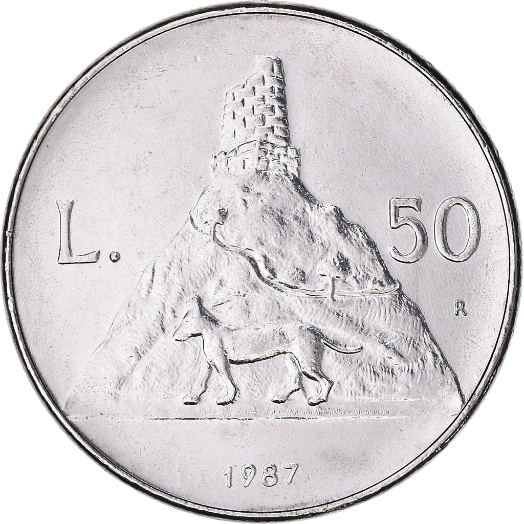 Moneta, San Marino, 50 Lire, 1987, Rome, FDC, Acciaio, KM:206