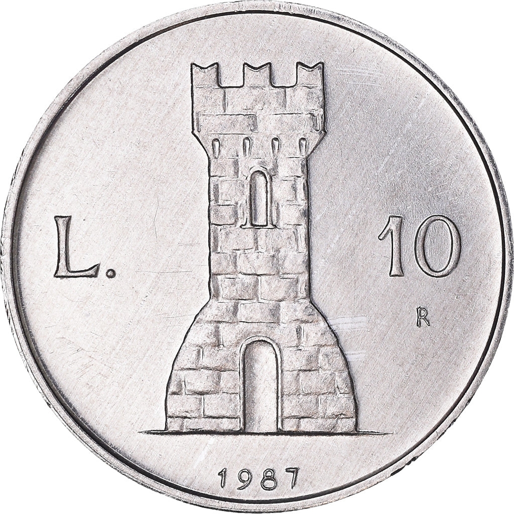 Moneta, San Marino, 10 Lire, 1987, Rome, BB, Alluminio, KM:204