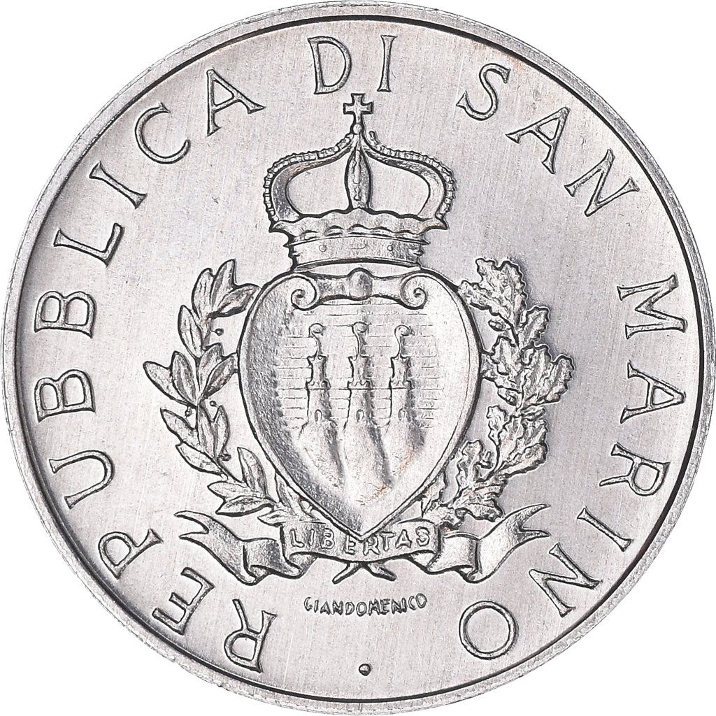 Moeda, San Marino, 5 Lire, 1987, Rome, MS(65-70), Alumínio, KM:203