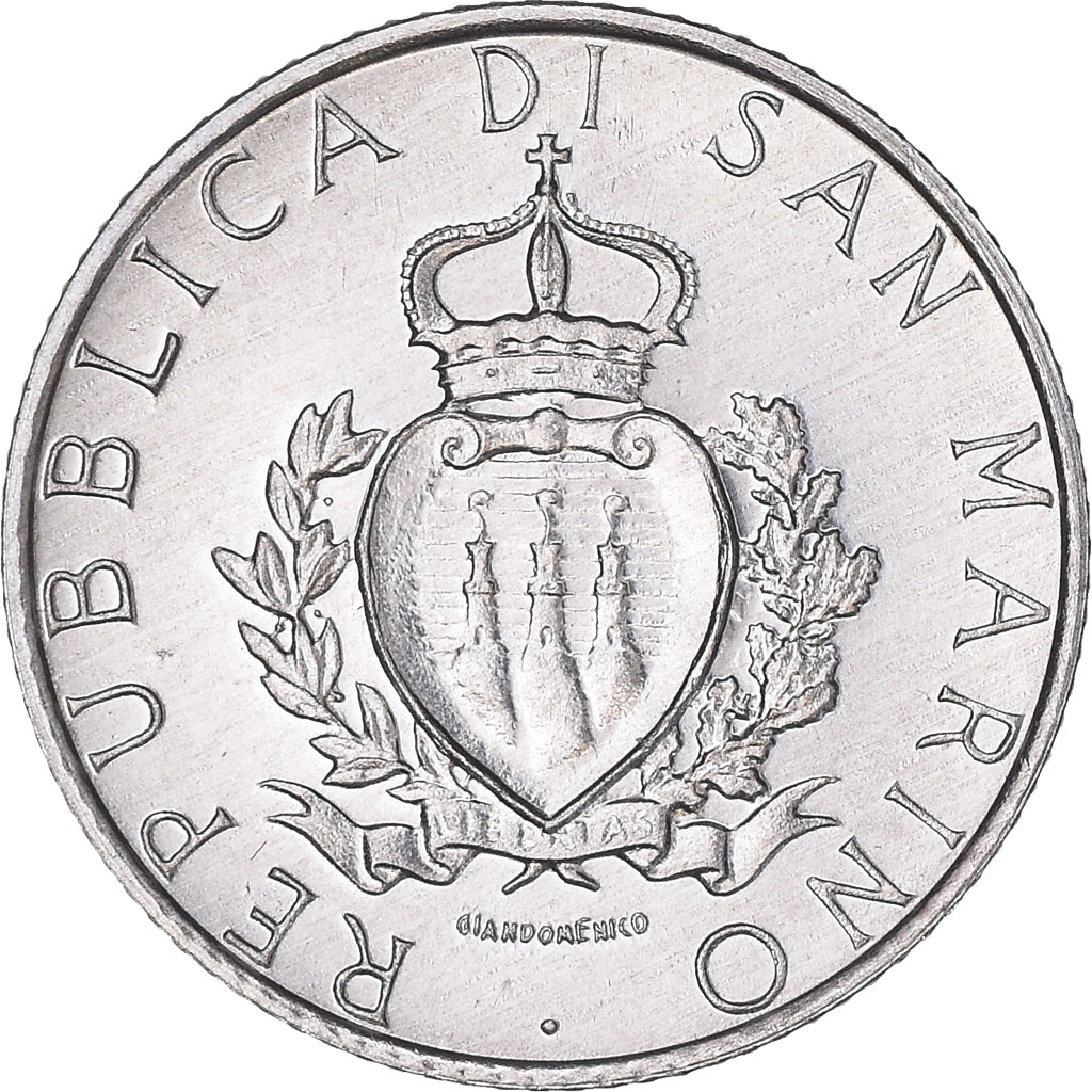 Moeda, San Marino, 2 Lire, 1987, Rome, MS(65-70), Alumínio, KM:202